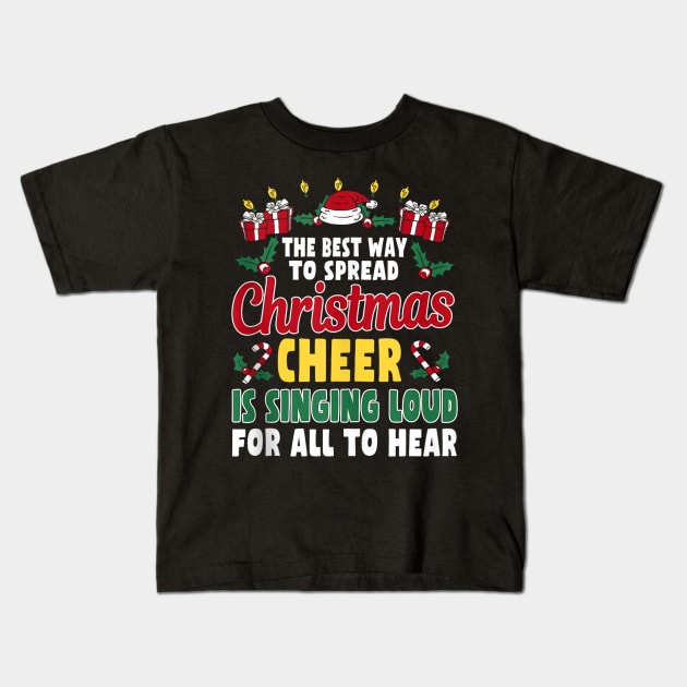 Funny Christmas Cheer Singer Outfit - Karaoke And Music Lovers Kids T-Shirt by Origami Fashion